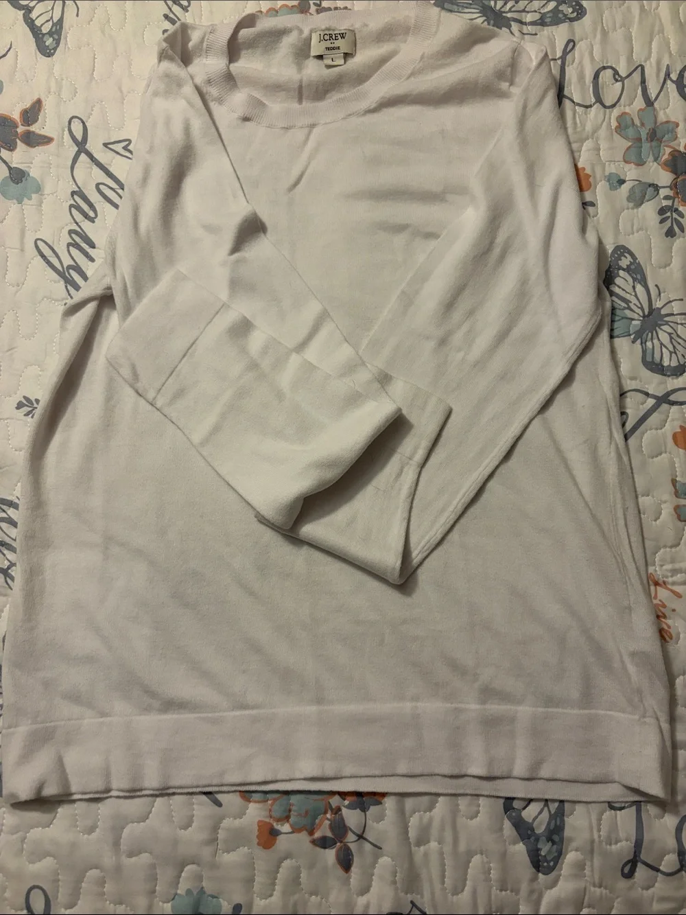 J. Crew Teddie White Lightweight Crewneck Top(never worn)